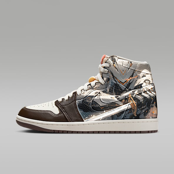 Customs Hand-made Air Jordan 1 Retro High OG 'Baroque Brown and Sail' Women's Shoes